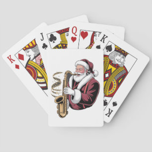 Santa Playing Saxophone Xmas Musician Saxophonist  Cards
