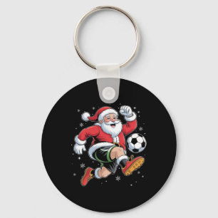 Santa Playing Soccer Christmas Boys Mens Kids Xmas Key Ring