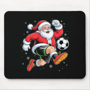Santa Playing Soccer Christmas Boys Mens Kids Xmas Mouse Pad