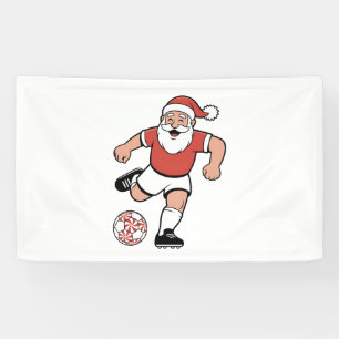 Santa Playing Soccer Christmas Player Sport Banner