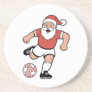Santa Playing Soccer Christmas Player Sport Coaster