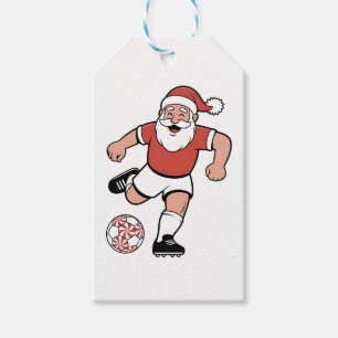 Santa Playing Soccer Christmas Player Sport Gift Tags