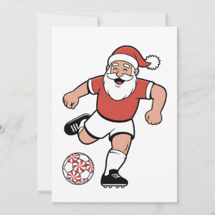 Santa Playing Soccer Christmas Player Sport Holiday Card