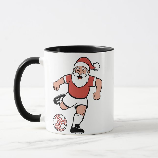 Santa Playing Soccer Christmas Player Sport  Mug (Left)