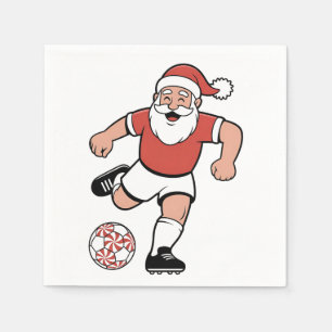 Santa Playing Soccer Christmas Player Sport  Napkin