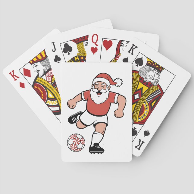 Santa Playing Soccer Christmas Player Sport  Playing Cards (Back)