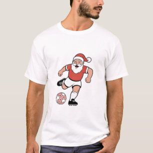 Santa Playing Soccer Christmas Player Sport T-Shirt