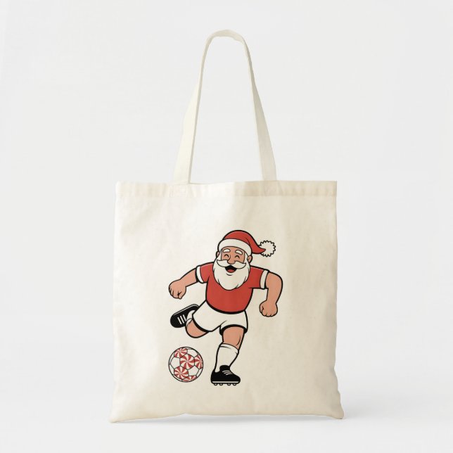 Santa Playing Soccer Christmas Player Sport  Tote Bag (Front)