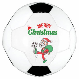 Santa Playing Soccer Cool Ball