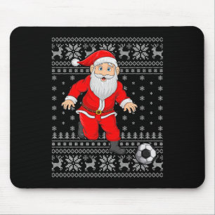Santa Playing Soccer Football Ugly Christmas Sweat Mouse Pad