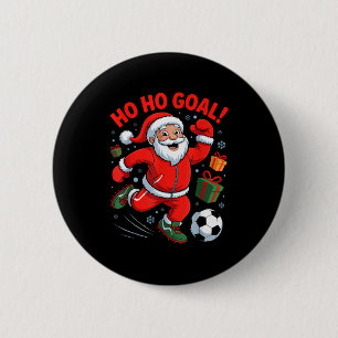 Santa Playing Soccer Funny Holiday Christmas Xmas 6 Cm Round Badge