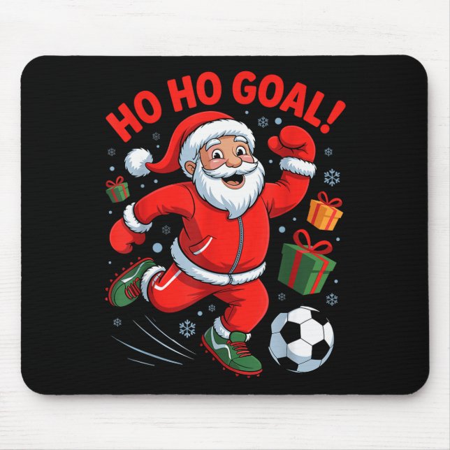 Santa Playing Soccer Funny Holiday Christmas Xmas  Mouse Pad (Front)