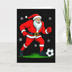 Santa Playing Soccer Xmas Funny Christmas Soccer S Card