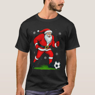 Santa Playing Soccer Xmas Funny Christmas Soccer S T-Shirt