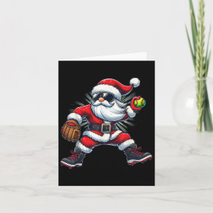 Santa Playing Softball As Tcher Boys Kids Teens Ch Card