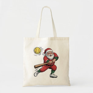 Santa Playing Softball Christmas Player Sport Tote Bag