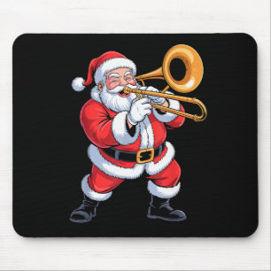 Santa Playing Trombone Funny Holiday Chrismas Xmas Mouse Pad