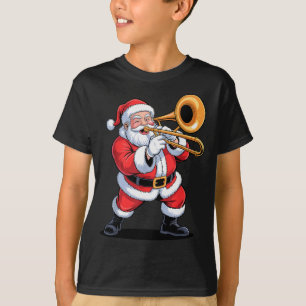Santa Playing Trombone Funny Holiday Chrismas Xmas T-Shirt