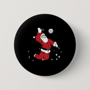 Santa Playing Volleyball Christmas Pajama Cool Spo 6 Cm Round Badge