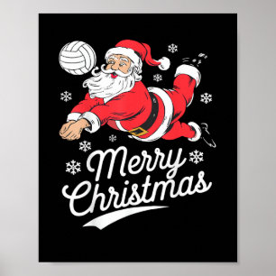 Santa Playing Volleyball Christmas Pajama Cool Spo Poster