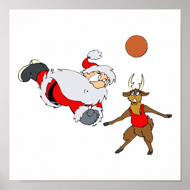 santa playing volleyball poster (Front)