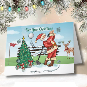 Santa Plays Golf - Fore Your Christmas Card