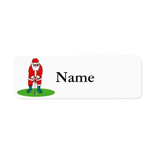 Santa plays golf return address label (Front)