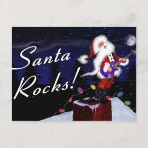 Santa Plays Guitar Holiday Postcard