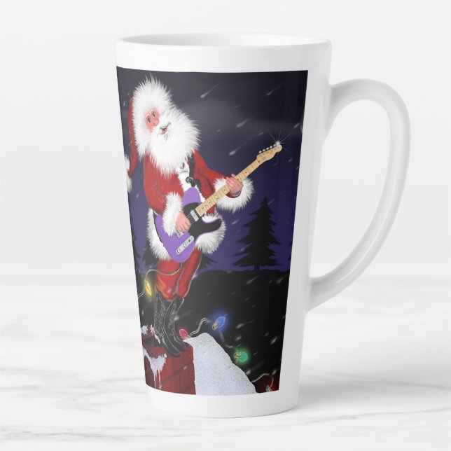 Santa Plays Guitar Latte Mug (Right)