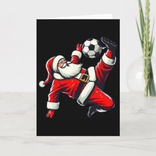 Santa Plays Soccer Bicycle Kick, Christmas Women M Card