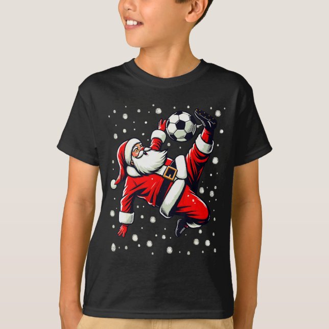 Santa Plays Soccer Bicycle Kick, Christmas Women M T-Shirt (Front)