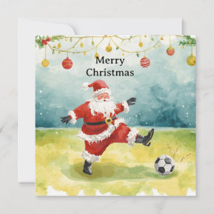 Santa plays Soccer Christmas Holiday Card