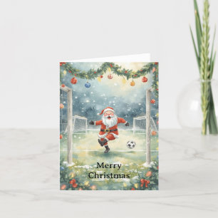 Santa plays Soccer Christmas Holiday Card