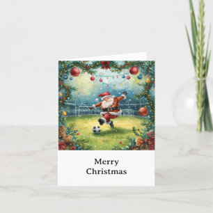 Santa plays Soccer Christmas Holiday  Card