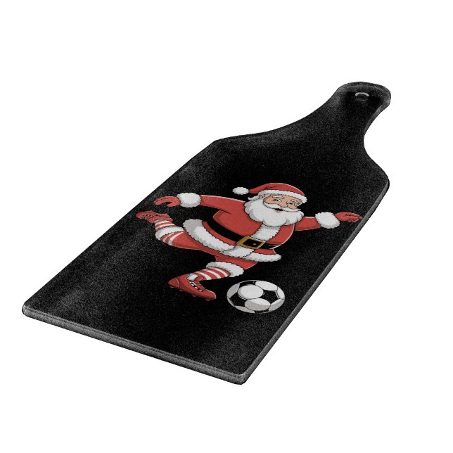 Santa Plays Soccer Christmas Sports Cutting Board (Corner)