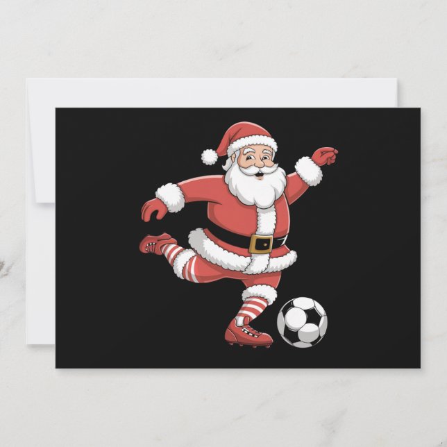 Santa Plays Soccer Christmas Sports Holiday Card (Front)