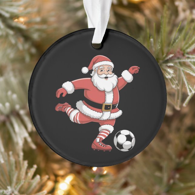Santa Plays Soccer Christmas Sports Ornament (Tree)