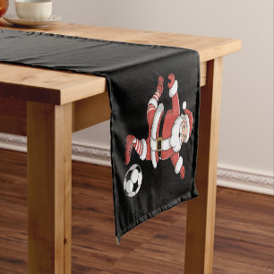 Santa Plays Soccer Christmas Sports Short Table Runner