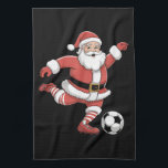 Santa Plays Soccer Christmas Sports Tea Towel<br><div class="desc">Santa Plays Soccer Christmas Sports</div>