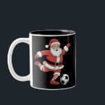 Santa Plays Soccer Christmas Sports Two-Tone Coffee Mug<br><div class="desc">Santa Plays Soccer Christmas Sports</div>