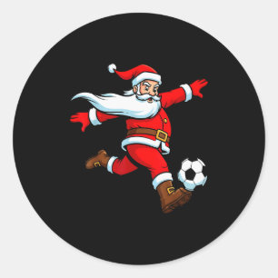 Santa Plays Soccer Christmas Sports Women Men Kids Classic Round Sticker