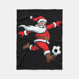 Santa Plays Soccer Christmas Sports Women Men Kids Fleece Blanket
