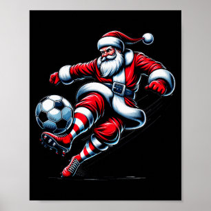 Santa Plays Soccer Christmas Srts Women Men Kids  Poster