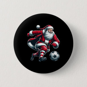 Santa Plays Soccer Sports Christmas Women Men Kids 6 Cm Round Badge