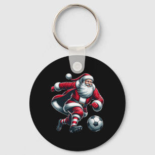 Santa Plays Soccer Sports Christmas Women Men Kids Key Ring