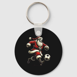 Santa Plays Soccer Srts, Xmas Christmas Women Men Key Ring