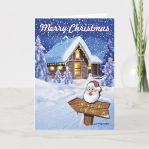 "Santa please call here" 5x7 inch Christmas card