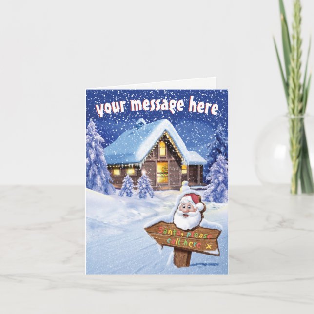 "Santa please call here" Christmas card design (Front)