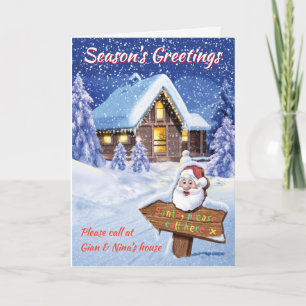 "Santa please call here" custom Christmas card