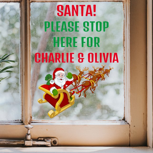 Santa Please Stop Here Personalised Window Sticker (Santa! Please stop here. Personalized Window Sticker)